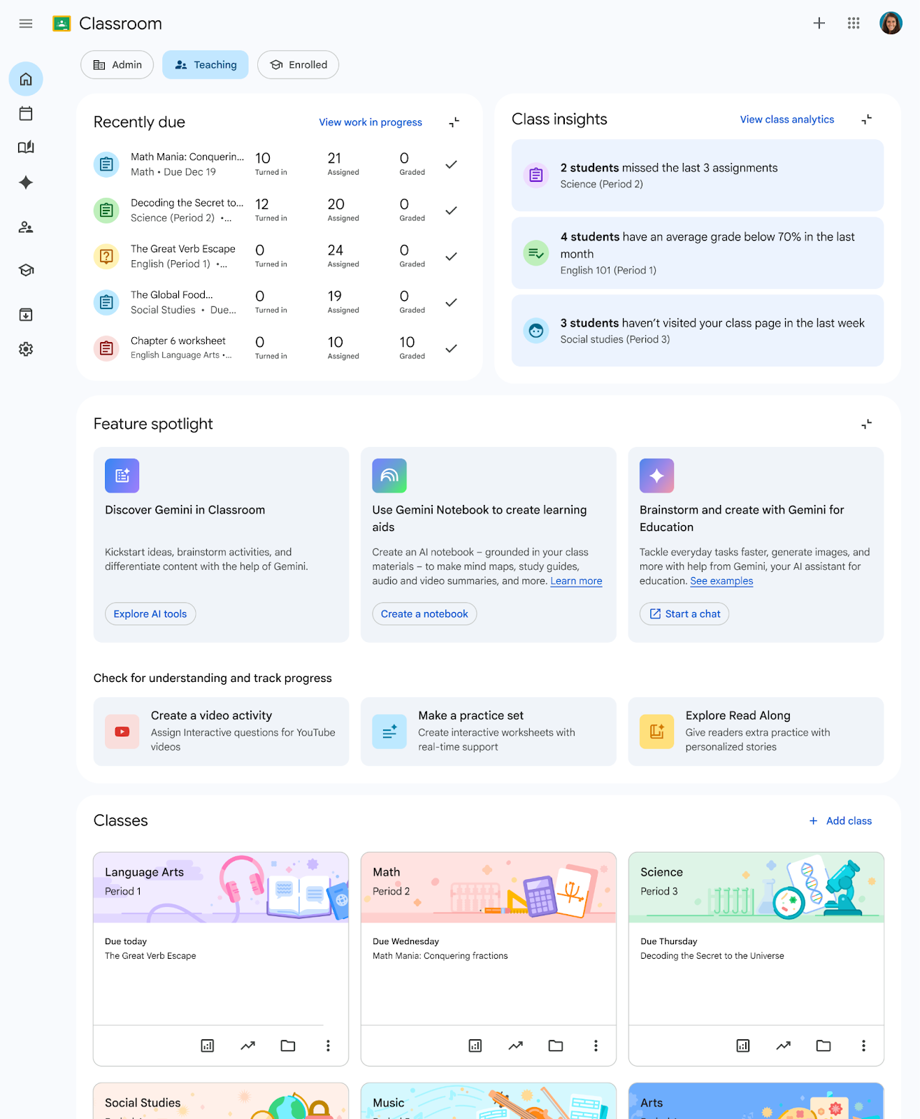 New Google Classroom homepage teacher dashboard rolling out July 27, 2026