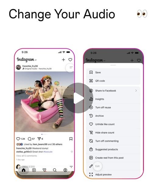 Instagram change music after posting feature announced in July 2026
