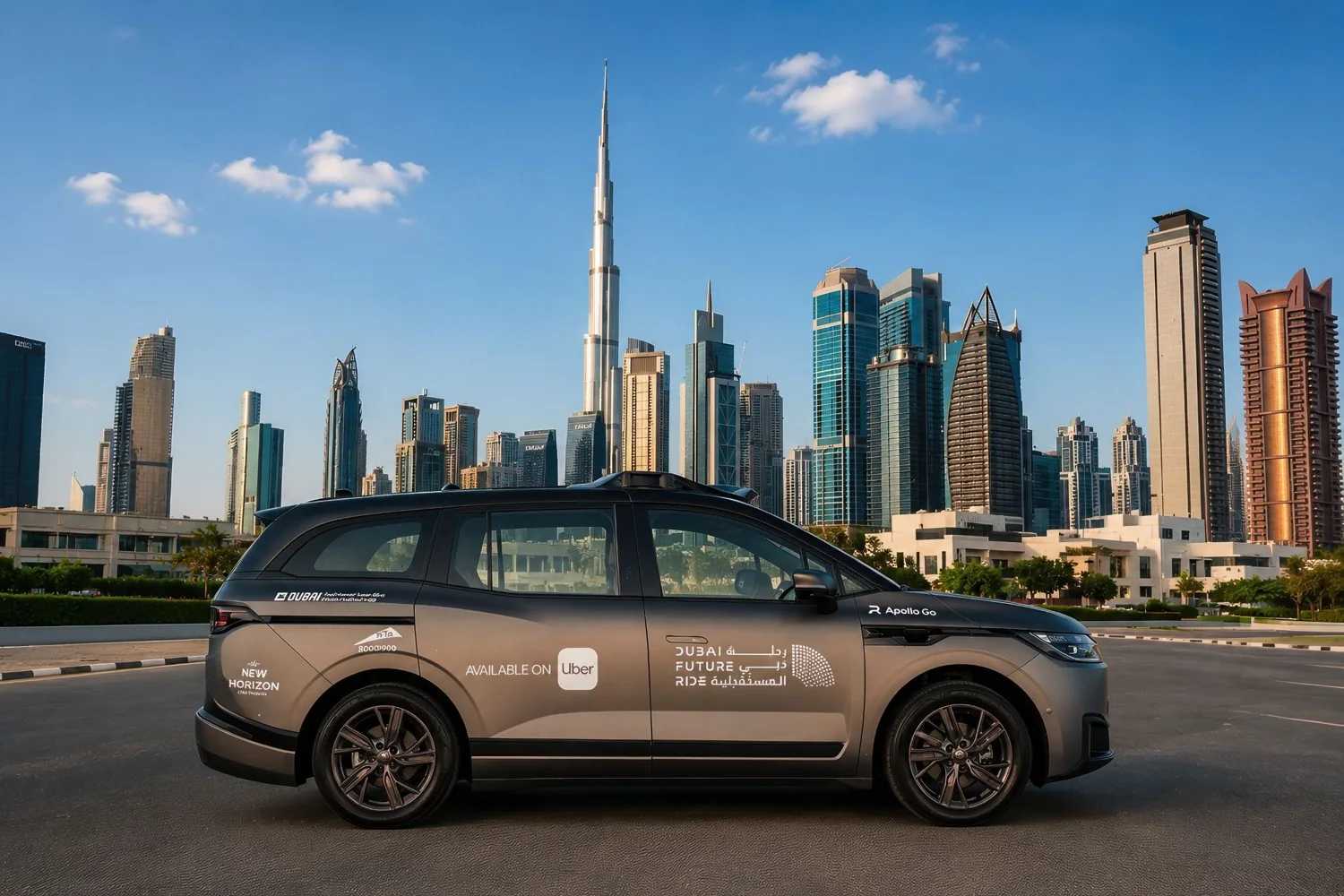 Baidu Apollo Go RT6 fully driverless robotaxi available through Uber in Dubai
