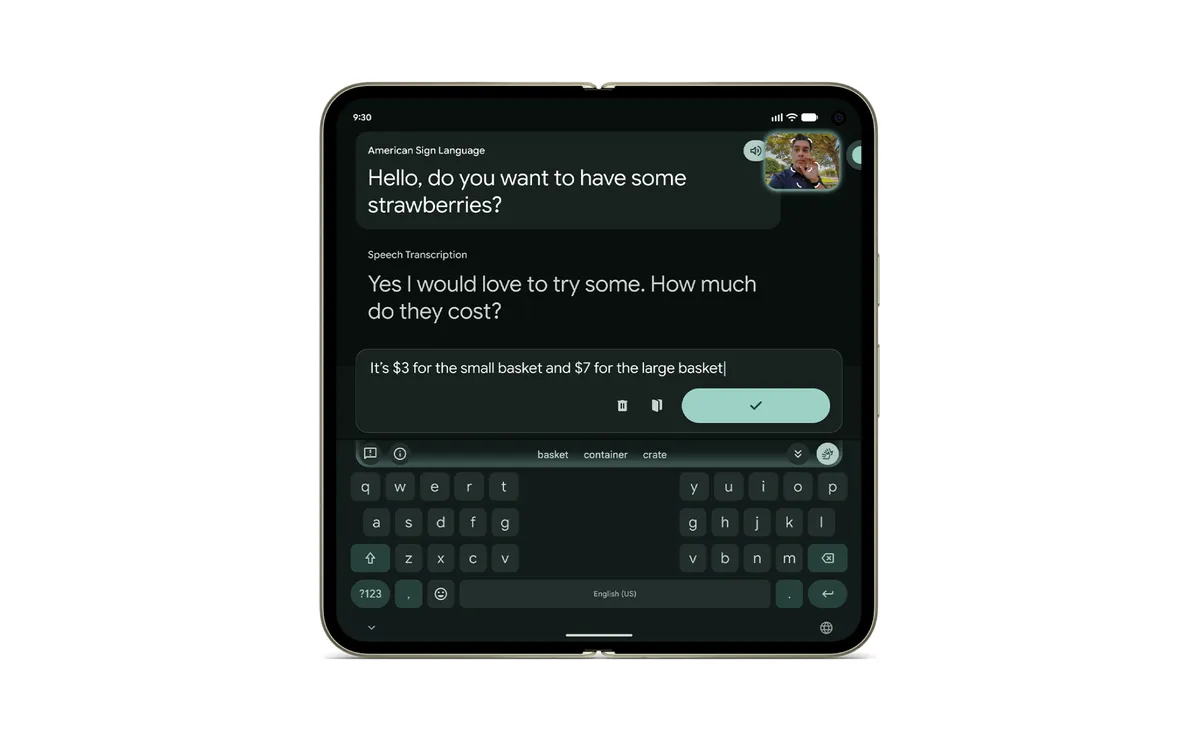 Pixel 11 Sign-to-Text: ASL Gboard Setup & Fixes 1 Pixel 11 displaying ASL sign-to-text translation in Live Transcribe