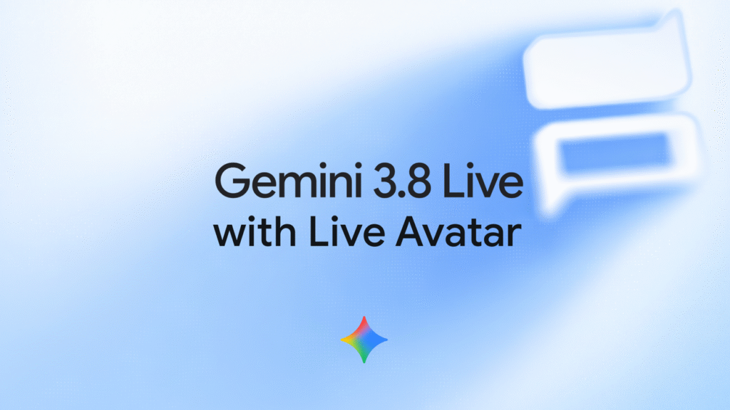 Google Gemini 3.8 Live with Live Avatar launch graphic