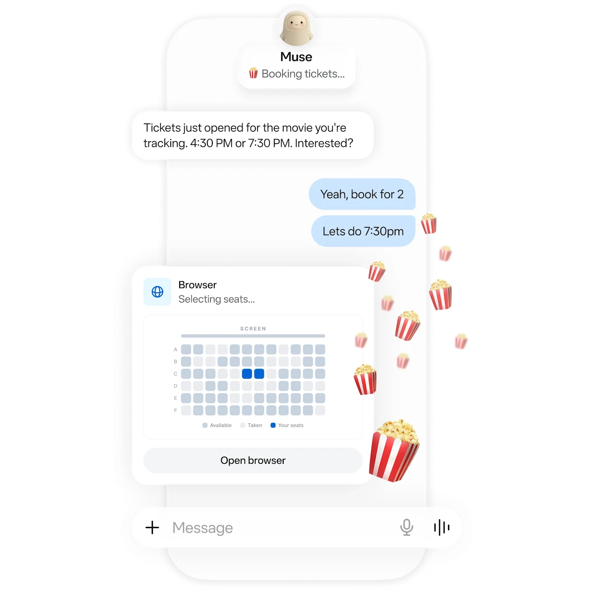 Meta Muse AI Agent: How to Access It, Pricing, Tasks and Privacy 1 Meta Muse AI agent preparing a movie ticket booking