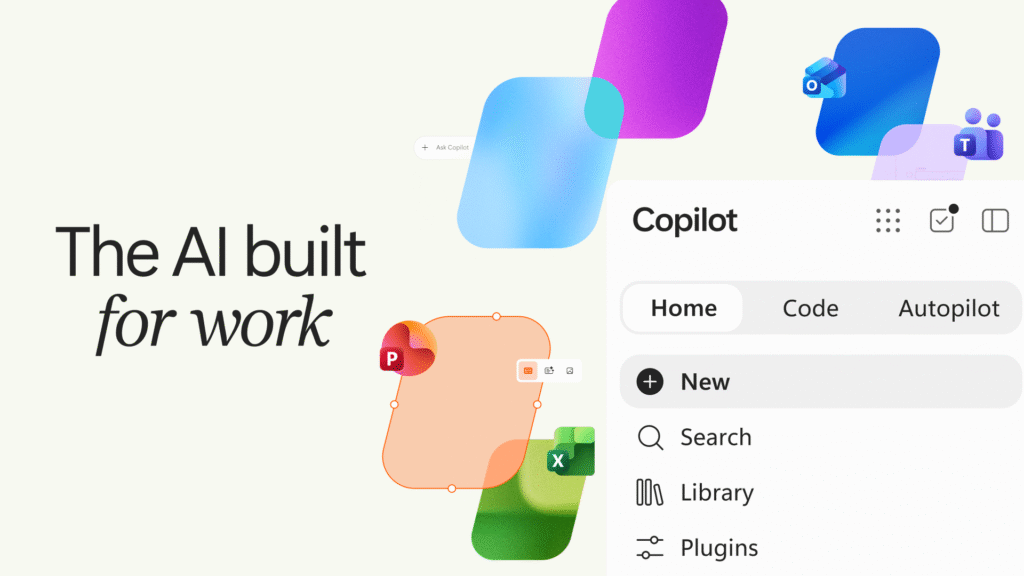 Microsoft Copilot Home, Code and Autopilot launch artwork