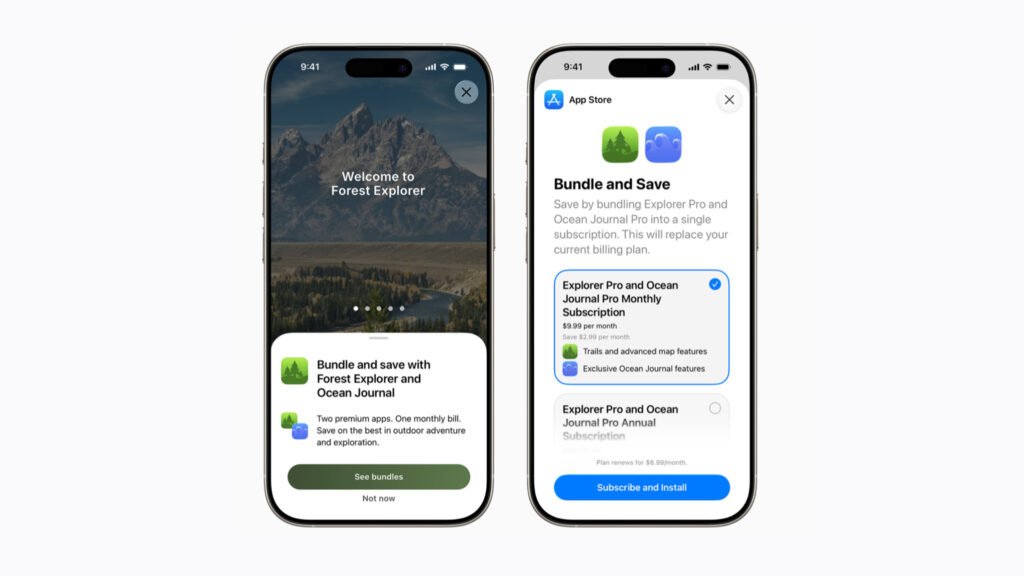 Apple App Store subscription purchase screens for Volume Purchasing and multiseat subscriptions
