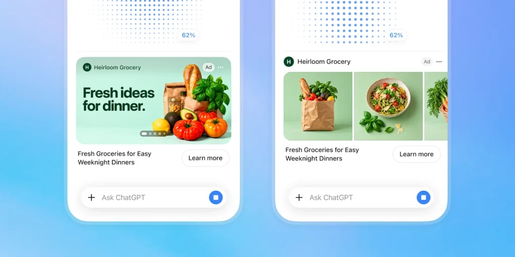 Official OpenAI mock-up of visual ads shown during ChatGPT image generation